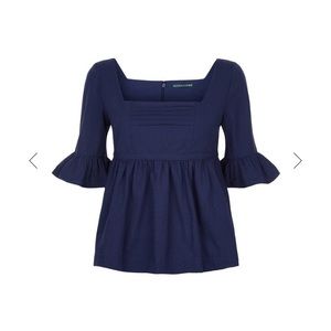 AlexaChung Navy Dashwood Pintuck Top, Peplum style